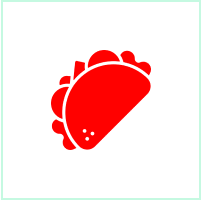 Frame 92 Red taco icon on white background.