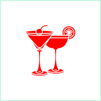 Frame 93 Red cocktail glasses with garnishes illustration.