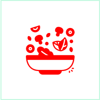 Frame 94 Red salad bowl with vegetables illustration.