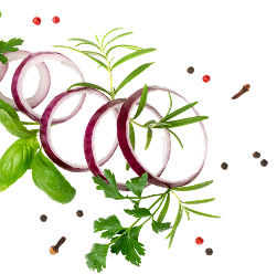 Onion rings with herbs and spices.