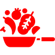 Mask group (2) Red vegetables in a frying pan icon.