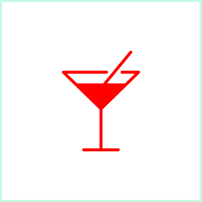 The Margarita Legend Red cocktail glass with a straw.