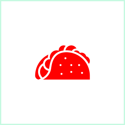 Uncompromising Freshness Red taco icon on white background.
